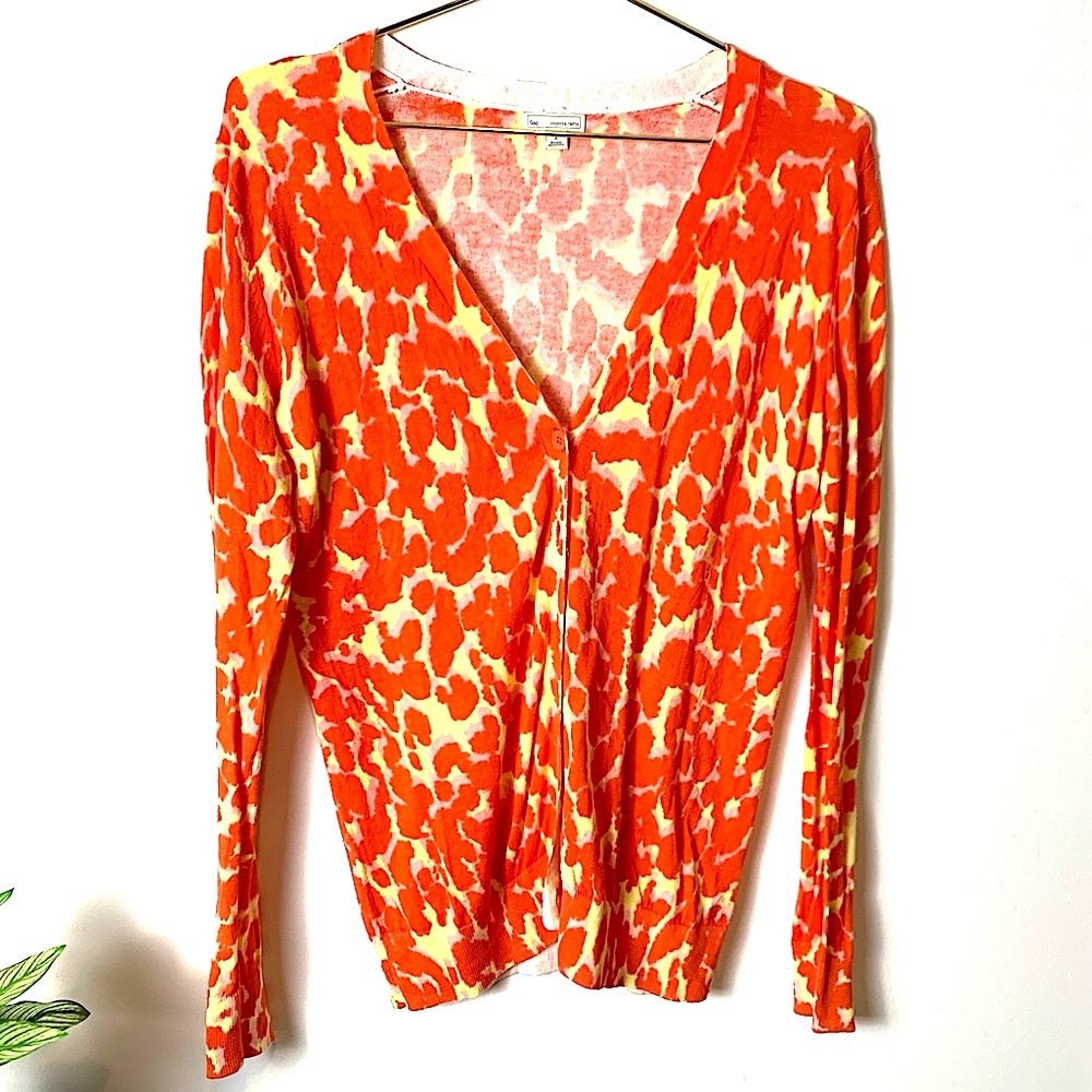 Gap Women’s Cheetah Pattern 100% Cotton Cardigan Sz S